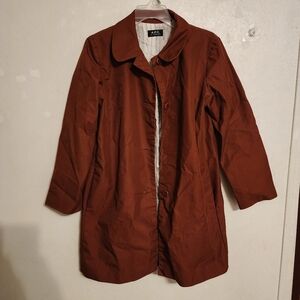 A.P.C. Button Down Coat Rust Terracotta Pit To Pit 19", Missing Button